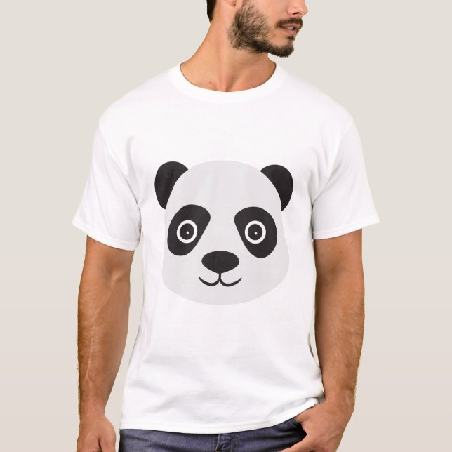 Panda Face Black and White Bear T-Shirt (Front)