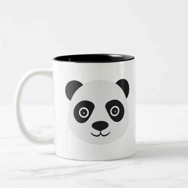Panda Face Black and White Bear Two-Tone Coffee Mug (Left)