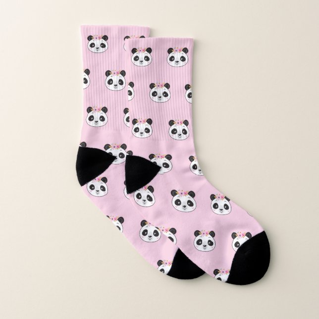 Panda Face Cute Pink Pattern Socks (Pair)