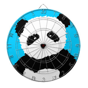 panda face dartboard with darts