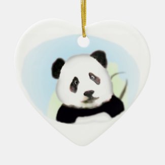 Panda Face Heart Ornament