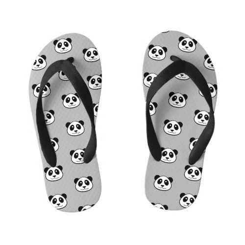 Panda Face Pattern Kids Flip Flops