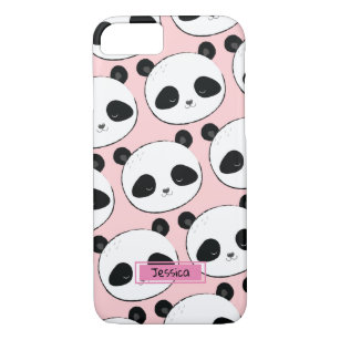 Panda Face Pattern Pink Custom Name iPhone 8/7 Case