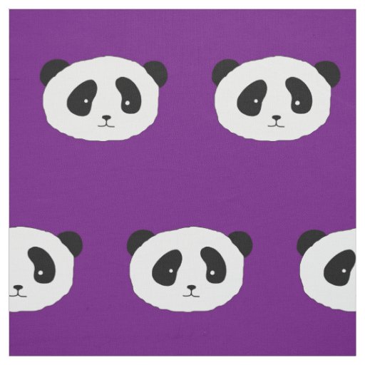 Panda face pattern purple fabric