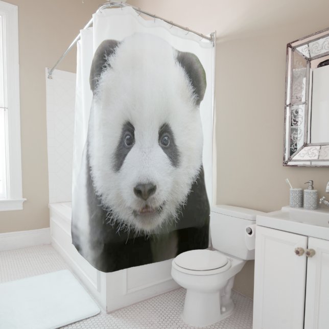 Panda Face Shower Curtain (In Situ)