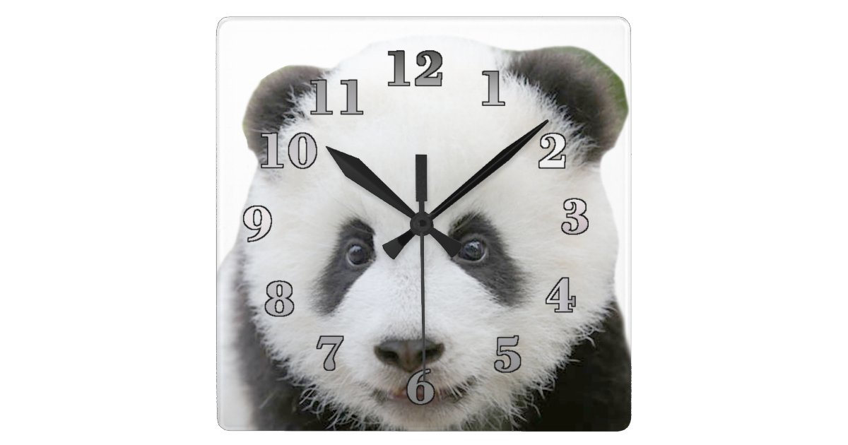 Panda Face Square Wall Clock | Zazzle.com