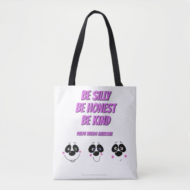Panda Faces w/ Emerson quote, tote Bag (Front)