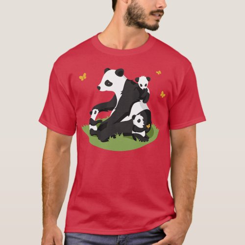 Panda Family Illustration T_Shirt