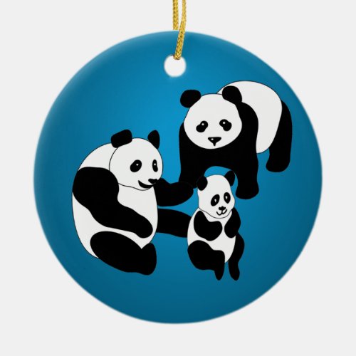 Panda Family of Three Custom Christmas Ornament