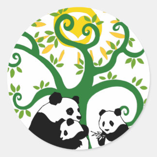 Panda Family Tree Classic Round Sticker