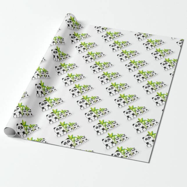Panda Family Wrapping Paper (Unrolled)