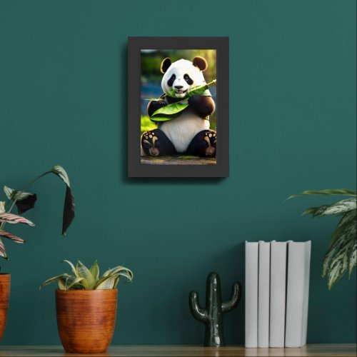 Panda Feast Delight Cartoon Photo Frame Wall Deco Framed Art