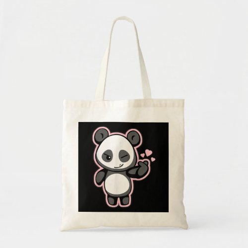 Panda Finger Heart Hand Sign Chinese Tote Bag