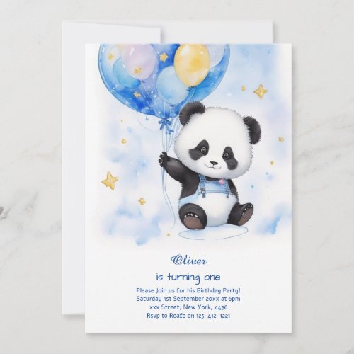 Panda First Birthday Invitation