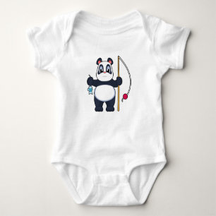 Panda Fisher Fish Fishing Baby Bodysuit