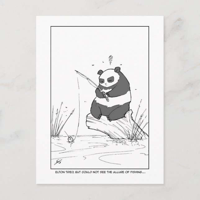 Panda Fishing Postcard (Front)
