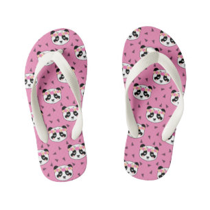 Panda Flowers Flips Flops - Cute girly flowers Kid's Flip Flops