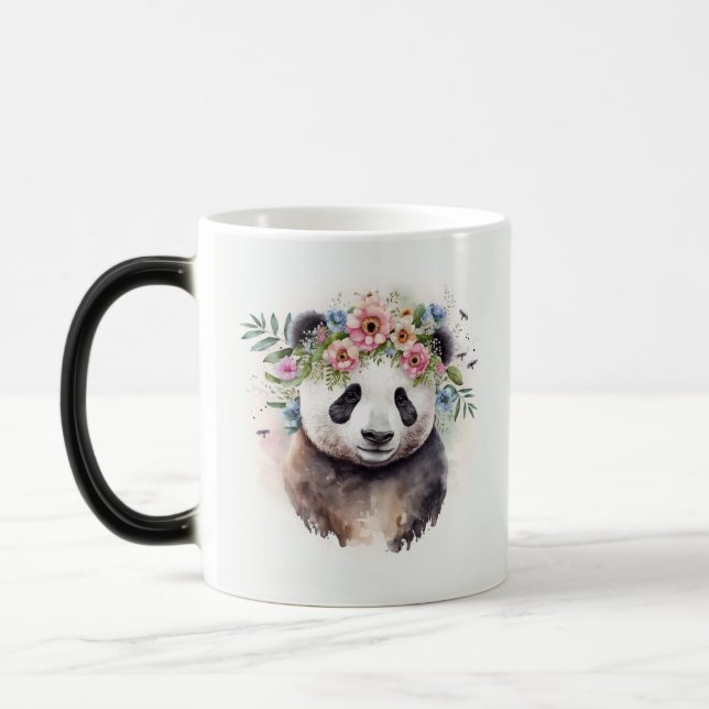 Panda Flowers Watercolor                          Color Morph Mug (Left)