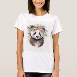 Panda Flowers Watercolor                           T-Shirt