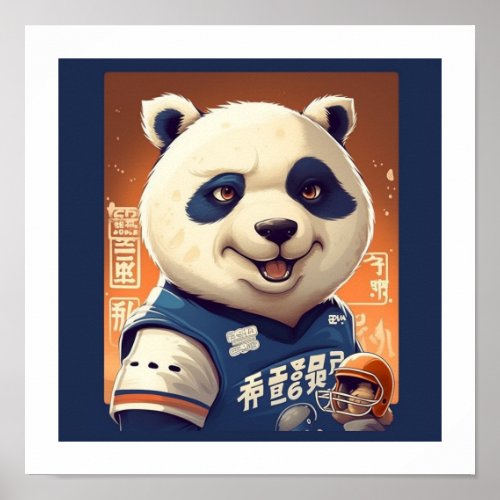 Panda football americain sport poster