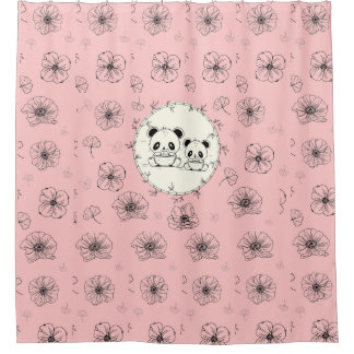 panda friends shower curtain