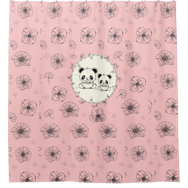 panda friends shower curtain (Front)