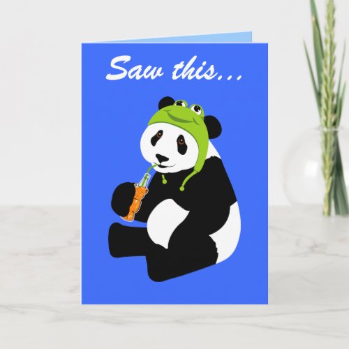 Panda Frog Hat birthday Card