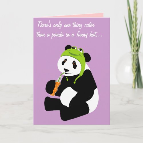 Panda Frog Hat birthday Card