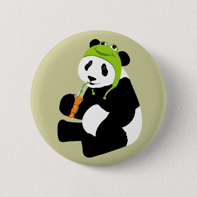 Panda Frog Hat Pinback Button (Front)