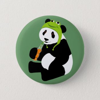 Panda Frog Hat Pinback Button by Iantos_Place at Zazzle