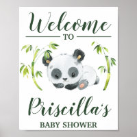Panda Gender Neutral Baby Shower Welcome Poster