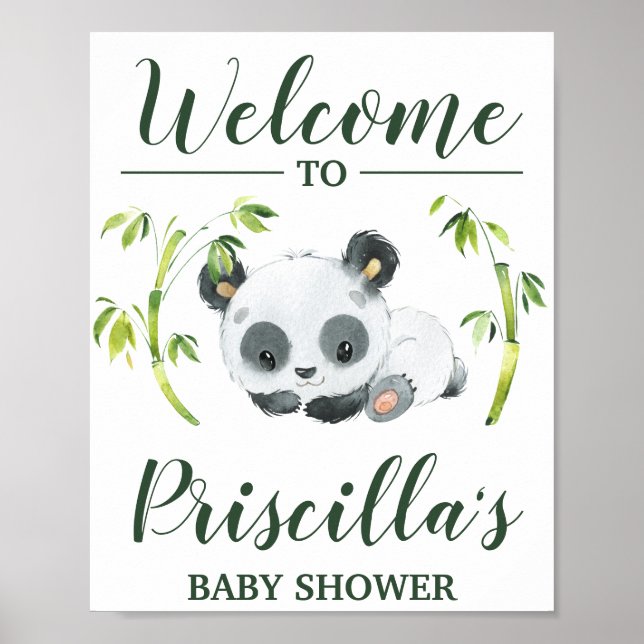Panda Gender Neutral Baby Shower Welcome Poster (Front)