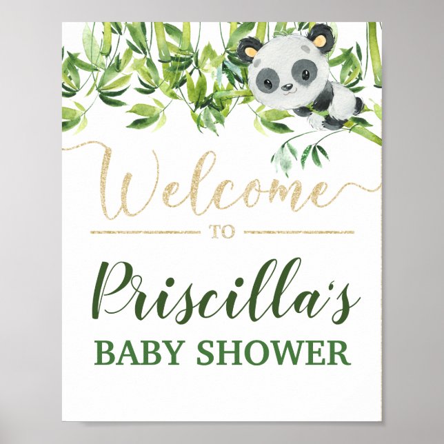 Panda Gender Neutral Baby Shower Welcome Poster (Front)