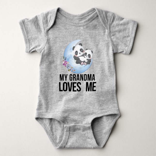 Panda 🐼 Gift for Grandchild - My Grandma Loves Me Baby Bodysuit (Front)