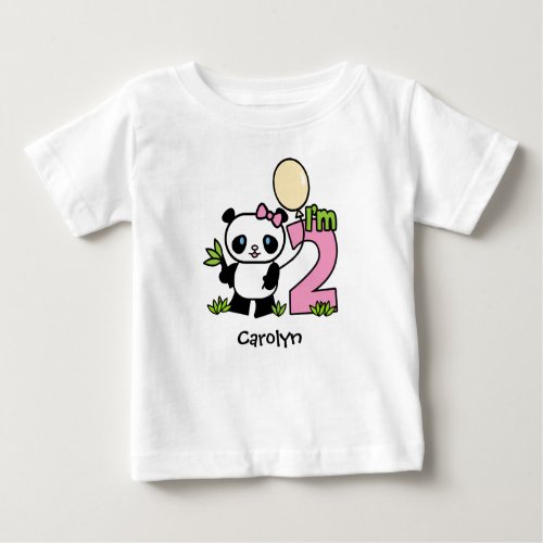 Panda Girl 2nd Birthday Baby T_Shirt