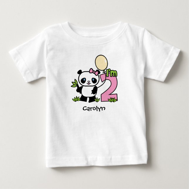 Panda Girl 2nd Birthday Baby T-Shirt (Front)