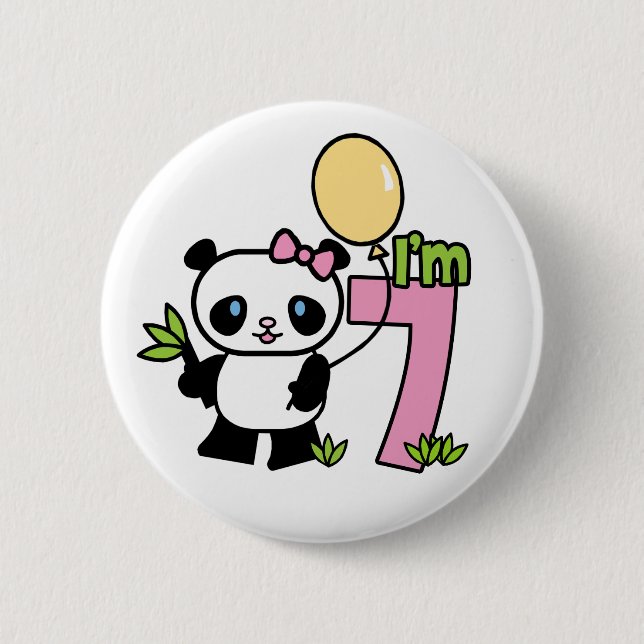 Panda Girl 7th Birthday Button (Front)