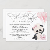 Panda Girl Baby Shower Invitation (Front/Back)