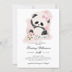 Panda Girl Baby Shower Invitation