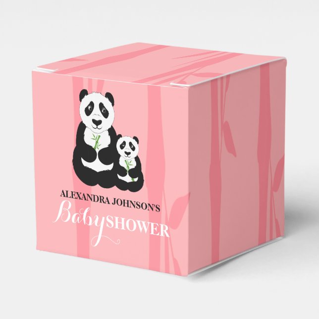 Panda Girl Baby Shower Pink Favor Boxes (Front Side)