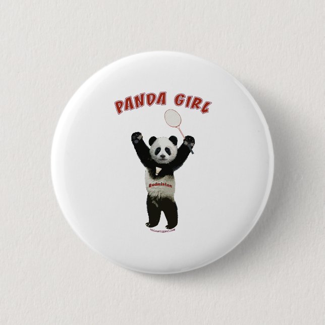 Panda Girl Badminton Button (Front)