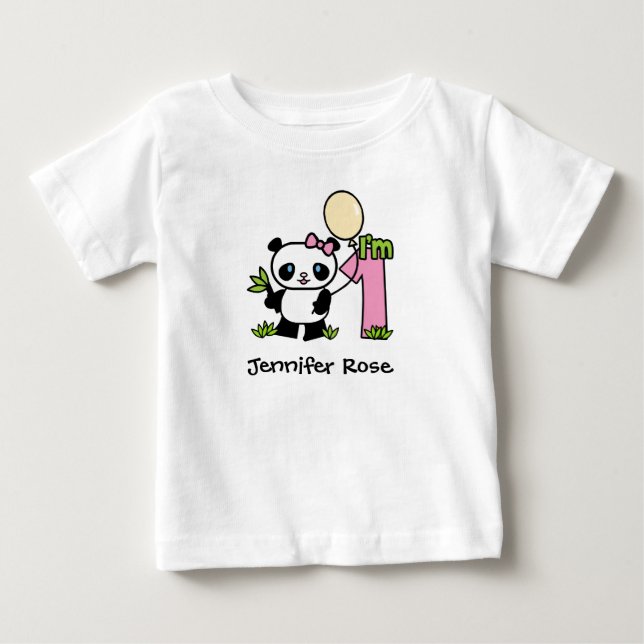 Panda Girl First Birthday Baby T-Shirt (Front)