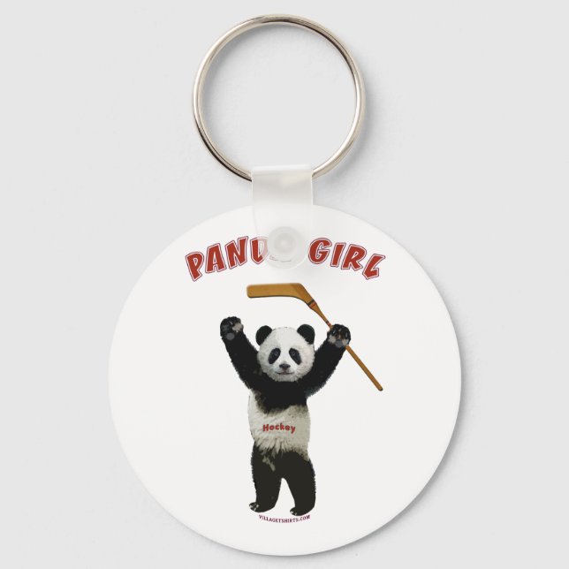 Panda Girl Hockey Bear Keychain (Front)