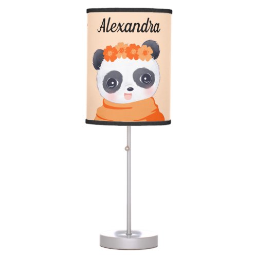 Panda Girl Orange Table Lamp