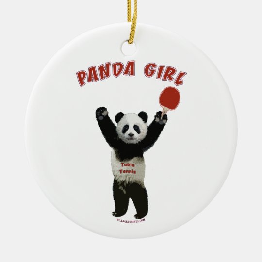 Panda Girl Ping Pong Ceramic Ornament