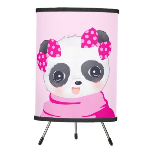 Panda Girl Pink 2 Tripod Lamp