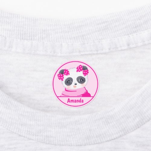 Panda Girl Pink Kids Labels