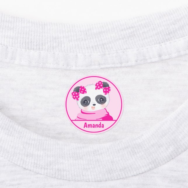 Panda Girl Pink Kids' Labels (Affixed)