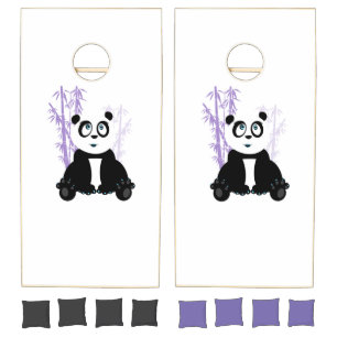 Panda Girl - Purple Cornhole Set