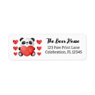 Panda Girl with Hearts Valentine Label